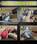 Installation steps for attaching the upgraded electric nibbler to a drill, turning it into a sheet metal cutting beast for 20-30GA materials.
