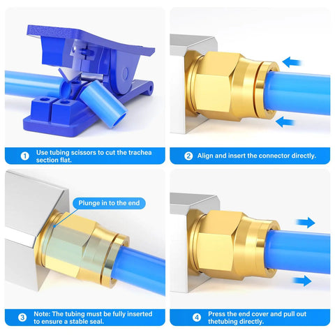 Push To Connect Air Brake And Air Line Fittings 1 Quarter Inch Tube OD To 3 Eighth Inch NPT Thread DOT Straight Out Pipe Connectors