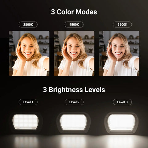 Magnetic LED Fill Light For DJI Osmo Pocket 3 Gimbal, 3 color modes, 3 brightness levels, Compact 1.3W Rechargeable Mini Light