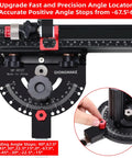 Heavy Table Saw Miter Gauge With Micro Adjust Flip Stop And Extensible Aluminum Fence From 18 To 32 Inches with angle locator.