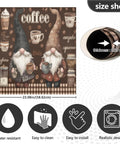 Cute Gnomes Holding Coffee Cups Magnetic Door Cover For Refrigerator Front, Dishwasher Magnet Panel Decal, 23x26 inch size.