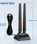 WiFi 6E Tri Band Antenna With Magnetic Base And RPSMA Extension Cable For PC Desktop WiFi Card Router And Security Cameras