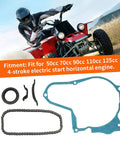 Starter Chain Kit Fits Chinese 4 Stroke 50cc 70cc 90cc 110cc 125cc ATV Dirt Bike Go Kart With Starter Chain Tensioner Guides Oil Seal And Paper Gasket Random Color Included parts and rider.