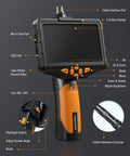 Dope Triple Lens Borescope Camera 16.5ft With 5 Inch IPS Screen And 234 Degree Field Of View For Automotive Home Wall And Pipe Inspection One Button Toggle Between Front And Side Views Durable Waterproof Probe For Mechanics, handheld view