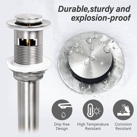 Dope Brushed Nickel One Hole Bathroom Faucet Built From Solid Brass With Pop Up Drain Stopper, drip-free and corrosion resistant