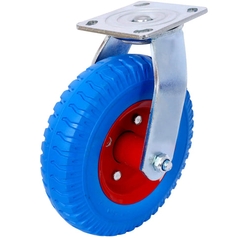 Set Of 2 Heavy Duty 8 Inch Swivel Caster Wheels Featuring Grippier Rubber Tires And Silky Smooth Ball Bearings 220 Lb Capacity Each 5 8 Inch Bore blue caster wheel with rubber tire and metal mount