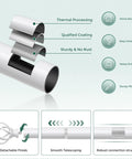 Diagram of White Curtain Rod 36-88 Inch Adjustable Heavy Duty Metal Rod With Twisted Cage Finials showing its features and structure
