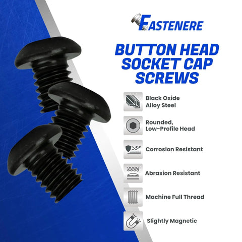 Heavy Duty Button Head Socket Cap Screws 2 56 By 3 16 Inch 100 Pcs Solid Alloy Steel Build With Savage Black Oxide Coat top view