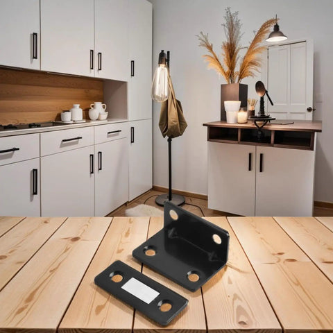 Stainless Steel Magnetic Cabinet Latch With No Slam Hold For Thin Doors And Drawers in a modern kitchen setting