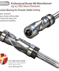 Compression Top And Bottom Bearing Flush Trim Router Bit With One Quarter Inch Shank, One Half Inch Cutting Diameter, Carbide Spiral Up Down Pattern