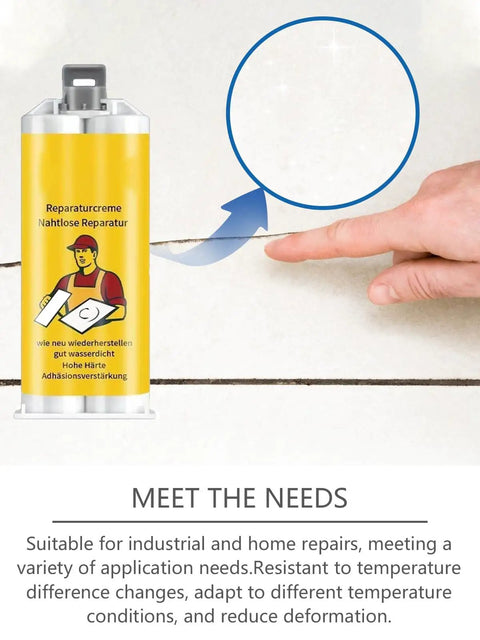 Color Match Porcelain Tile And Stone Crack Repair Kit For Ceramic Marble Granite And More Surfaces Fix Cracks Fast Like New With A Pro Grade All In One Kit For Kitchen Bathroom Balcony And More shown with finger applying cream
