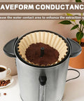 Top Shelf Unbleached Paper Coffee Filters 500 Pack For Hamilton Beach 45 Cup Urn in coffee maker with grounds.