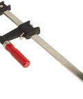 Clutch Style Bar Clamps 12 Inch 600 Lb Capacity, Ergonomic Handle, Non Marring Pads, Durable Cast Iron Jaws, Serrated Rail for Carpentry and Cabinetry, Heavy Duty Woodworking Clamp on white background