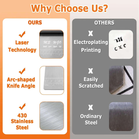 Comparison of stainless steel pastry scraper cutter chopper with measuring scale versus other materials and features