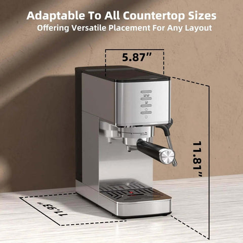 Side view of 20 Bar Espresso Machine With Rapid Cold Brew Hot And Iced Coffee Maker Built In Steam Wand Touch Screen 37 Oz Water Tank