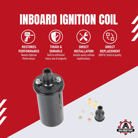 Inboard Marine Ignition Coil Replacement For Thunderbolt IV And V HEI Systems Delivers Reliable Spark Easy Install And Better Start Power To Stop Hard Starts And Hot Runs Replaces 18-5438 392-805570A2 392-7803A4 392-805570A1 72115 40511