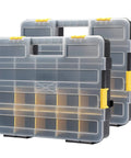 Stackable Plastic Toolbox Organizer Set of 2 Interlocking Design Clear Lids for Screws Nails Hardware Durable PP Plastic