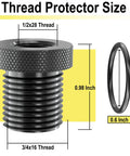 Front view of a two-piece thread adapter with knurled metal cap and rubber washer; converts 1/2-28 to 3/4-16.