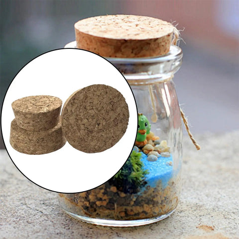 Natural Oak Cork Stoppers Set, Tapered Wood Plugs For Wine And Beer Bottles, Jars And DIY Crafts next to sealed jar scene
