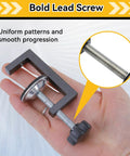 Four Piece Slick G Clamps For Woodworking Deliver Beast Grade Grip Heavy Duty Steel Build With Thickened Rubber Sleeves Smooth As Butter Action Reliable Diy Carpentry Project Gear in hand showing bold lead screw.