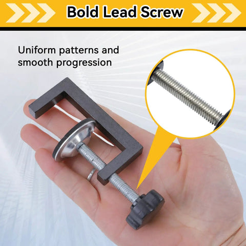 Four Piece Slick G Clamps For Woodworking Deliver Beast Grade Grip Heavy Duty Steel Build With Thickened Rubber Sleeves Smooth As Butter Action Reliable Diy Carpentry Project Gear in hand showing bold lead screw.