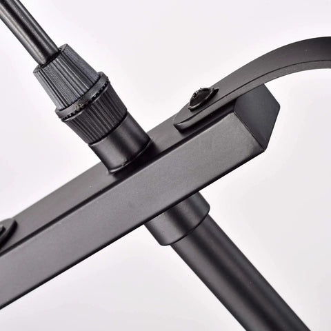 Close-up of Kitchen Island Pendant Light Three Light Industrial Ceiling Fixture in matte black finish, showing metal detail.