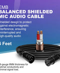 6ft shielded mic audio cable with XLR connectors for ProFX12v3+ 12-Channel Mixer With Effects And Bluetooth Bundle, USB-C Audio Interface.