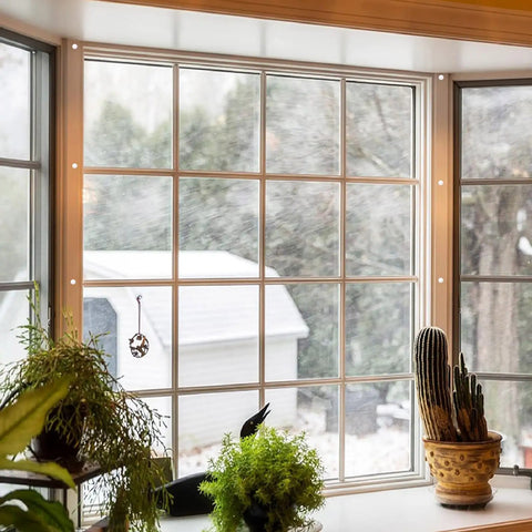 White Plastic Screw Covers For M4 Screws 100 Pack Dome Caps on window frame, providing a clean decorative finish.