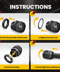 Instruction steps for Half Inch NPT Cable Gland Waterproof IP68 Nylon Cord Grip Strain Relief Rubber Grommets For Wiring And Electrical Connectors