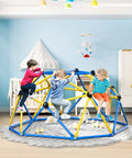 Kids playing on 6 Ft Geometric Dome Climber For Kids Indoor Outdoor Play Set With Durable Climbing Grips Supports Up To 600 Lbs