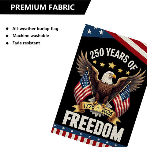 USA Proud 250th Anniversary Garden Flag Eagle Design Double Sided For Outdoor Display 12 By 18 Inches Yard Patio Garden 1776 2026 Commemorative Banner For Home Display