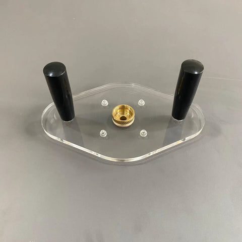 Professional Router Base Plate Compatible With Dwp611 And Dcw600b Routers six by ten inch clear acrylic platform with two handles.