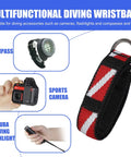 Scuba Diving Wrist Strap Adjustable Dive Wristband With Stainless Steel D Ring for cameras and compasses, nylon dive flag pattern