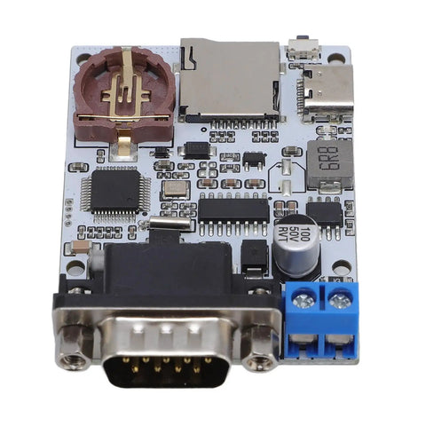 Hella Solid Serial Data Logger With Rtc Timestamp And Dual Led Indicators Monitors Industrial Machines, circuit board with RS232 port.