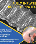 Bulk 800 Pack Air Pillows With Pump For Shipping And Moving Pro Grade Inflatable Packing Bags visible, airtight seal shown