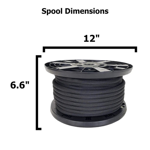 Half Inch Black Shock Cord Bungee Rope, Marine Grade Polyester, 100 Foot Spool, UV Resistant And Abrasion Resistant Elastic Cord