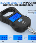Lightweight Digital Fishing Scale With USB Cable 55lb Capacity Multi Unit Pound Ounces And Kilograms High Accuracy Backlit LCD Display