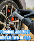 Pro Grade Wheel Hub Cleaning Kit With 8 Grinding Heads for rust busting on car wheel using power drill.