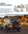 5Pcs Wheel Studs Kit M12x1.5 49mm Long Steel Lug Bolts with installation guide and SUV background