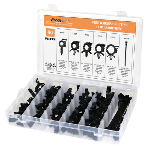 60 Pcs Automotive Wire Loom Routing Clip Kit With Six Sizes From Quarter To Three Quarter Inch Loom Fits Convoluted Conduit
