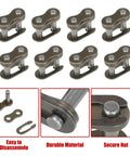 Close-up of master links from the 25H Chain 132 Link And MX650 Chain Tensioner Replacement Kit for Razor MX dirt bikes.