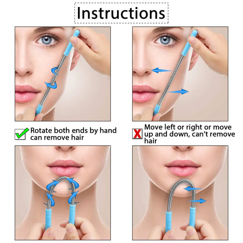 Instructions for using 14 Piece Facial Hair Remover Set With Spring Epilators Eyebrow Razors And Tweezers Portable At Home Hair Removal