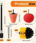 Diagram showing sizes of components in Eight Piece Aluminum Wheel Polishing Kit For Drills With Foam Sponge Polishing Balls Extension Holder.