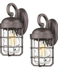 Industrial Outdoor Wall Light Fixtures Set Of 2 With Water Ripple Glass for Front Door Porch Garage Patio, oil-rubbed bronze finish