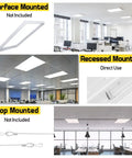 2x2 LED Flat Panel Light with 5CCT Adjustable Color Temperature, installed in various ceilings for office and home use.