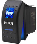 Waterproof Horn Button Rocker Switch Toggle With Blue LED Light For Automotive Marine RVs Trucks Cars Boats 12V 20A DC And 24V 10A DC SPST 5 Pin Momentary On Off IP67 Rating Ready For 4x4 SUV ATV UTV Car Accessories, black horn switch