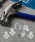 Heavy Duty Freezer Clips Fridge Stabilizer Hooks Set 60 Piece metal clips and hammer on concrete surface