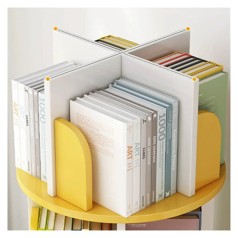 Top view of Rotating Book Shelf With 360 Degree Spin No Fuss Multi Level Floor Bookcase showing book organization