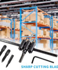 LifCratms adjustable hole saw circle cutter set, black metal with ruler guide, includes drill bits and hex key