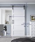 36x84 Inch Sliding Barn Door Kit With Hardware, Handle And Floor Guide, Waterproof PVC Surface, White 5-Panel Solid Slab installed